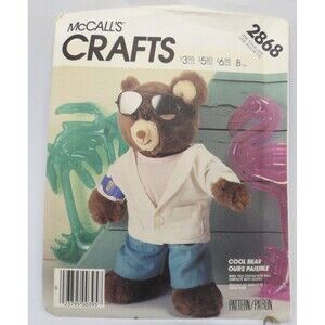 McCall's Crafts 2868 Cool Bear Stuffed Doll & Clothes One Size 80s Vintage